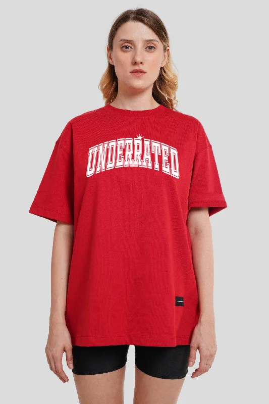 Underrated Minimalist Typography Red Printed T-Shirt Rayon Fabric Velvet Fabric Corduroy Fabric Rayon Fabric Velvet Fabric Corduroy Fabric