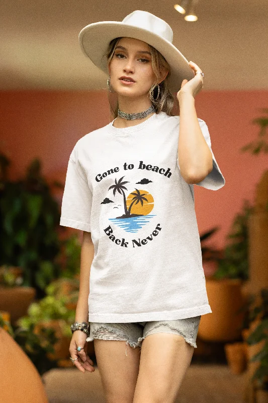 Women Oversized White T-shirt Beach Always Cashmere Blend Cotton Blend Poly Blend