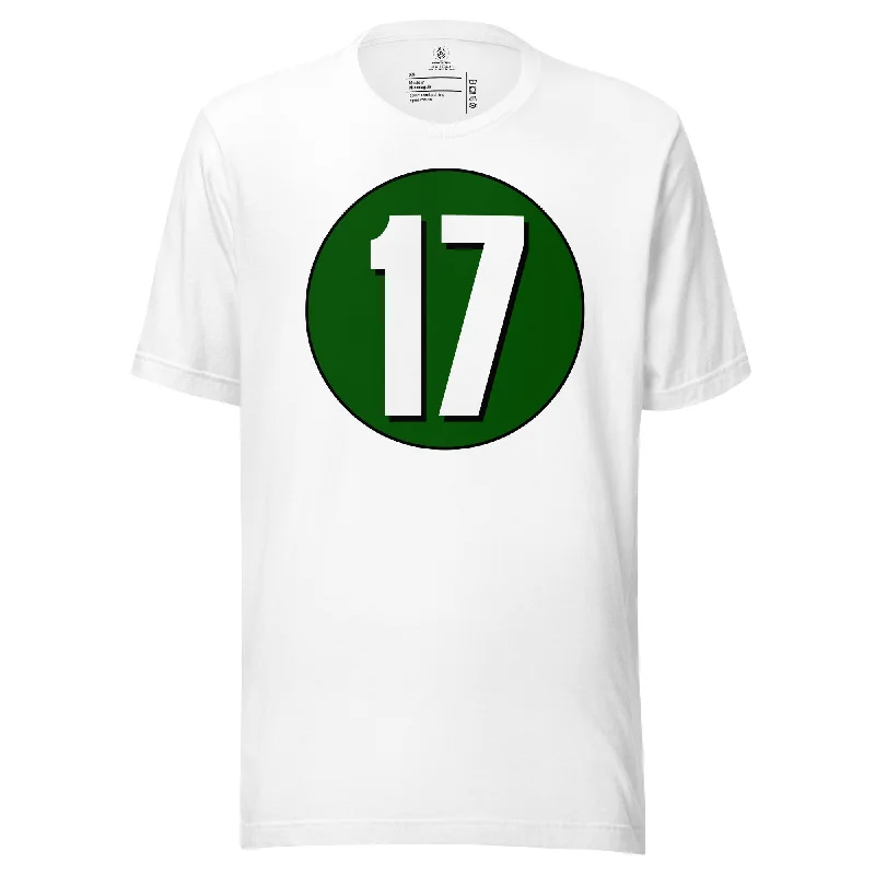 Unisex t-shirt: White on Hunter Green 17 Zippered Front Buttoned Front Snap Front