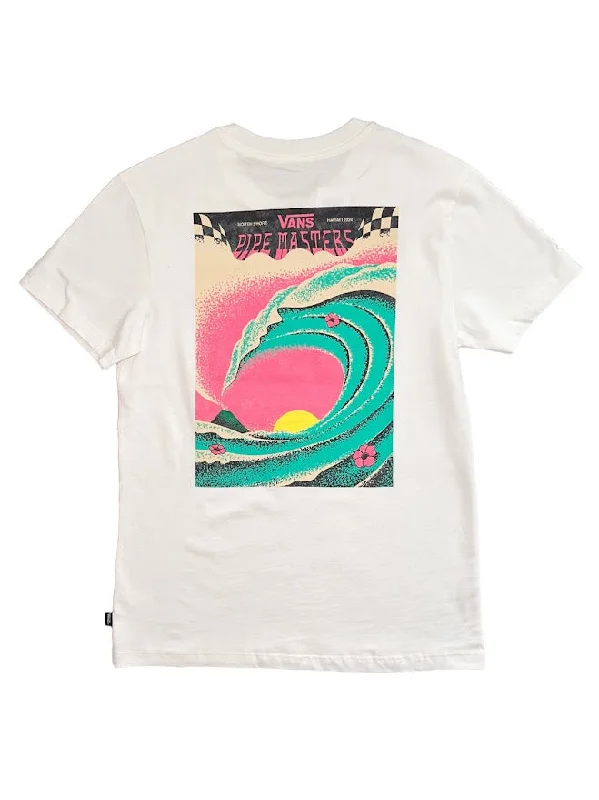 VANS 2024 PIPEMASTERS POSTER BFF WOMENS TEE - WHITE Houndstooth Herringbone Solid