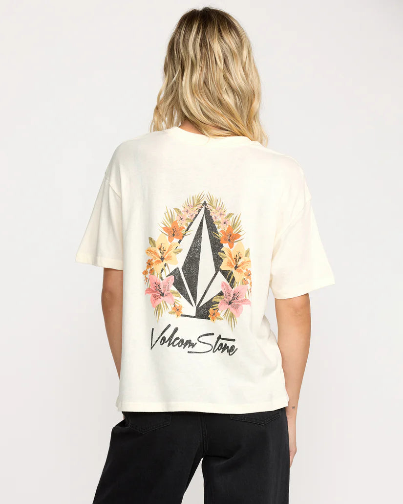 VOLCOM STONE DREAM BOYFRIEND WOMENS TEE - BONE Chenille Fabric Brocade Fabric Lace Fabric