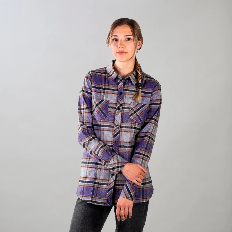 Women's Every Day Flannel Shirt- RP Moonlit Grey Striped Floral Plaid