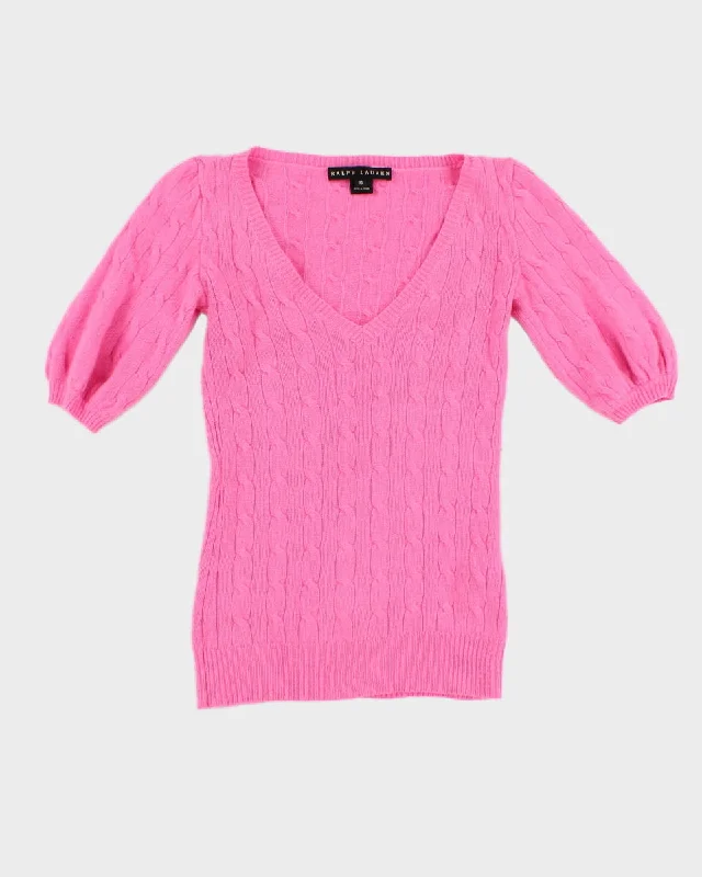 Y2K 00's Women's Pink Ralph Lauren Knit Top - XS Casual Knit Blouse