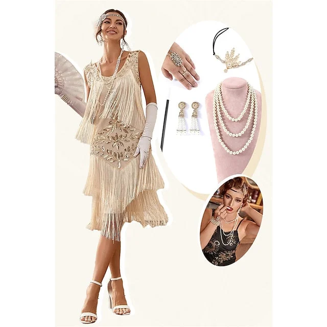 1920s The Great Gatsby Outfit Sheath/Column Scoop Sequins Vintage Dresses Tunics Stylish elegant