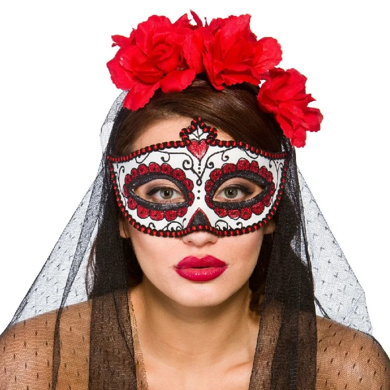 Adults Day Of The Dead Eye Mask Fancy Dress Accessory Tunics Satin smooth