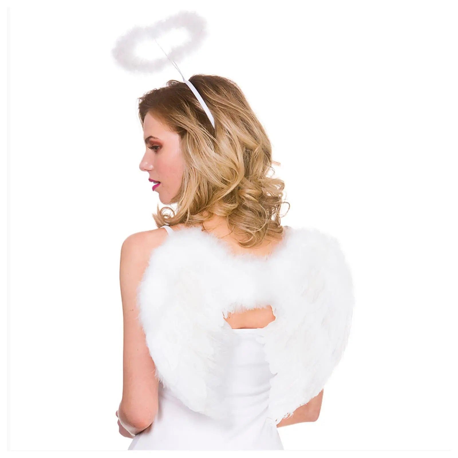 Adults Feather Angel Wings & Halo Devil Fancy Dress Tunics Short Trendy