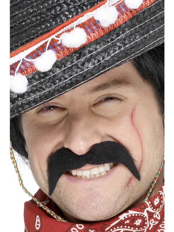 Adults Mexican Bandit Moustache Fancy Dress Accessory Bodycon Club Sequined