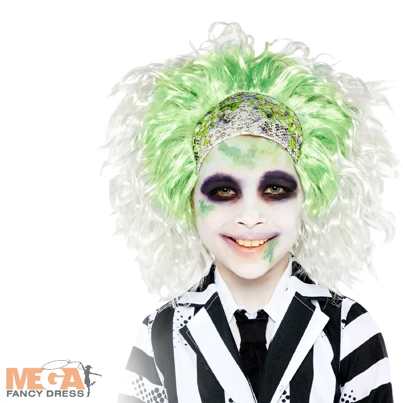 Boys Kids Beetlejuice Halloween Wig Fancy Dress Costume Accessory Tunics Practical durable