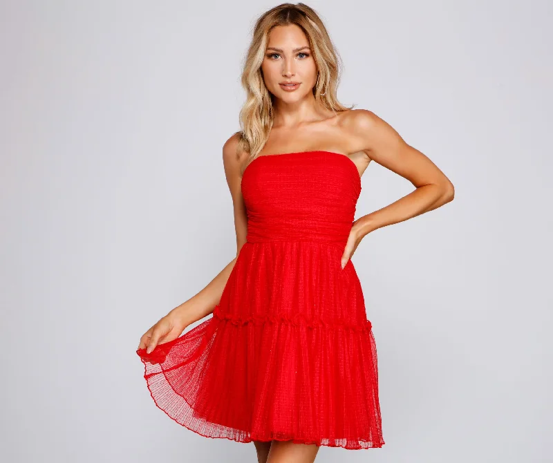 Cecilla Formal Pleated Tulle Party Dress Tunics Luxurious high-end