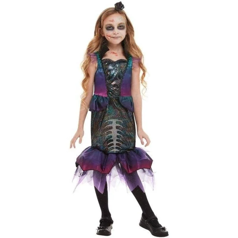 Dark Mermaid Costume Child Purple Fishtail Dress Tunics Prom sequined