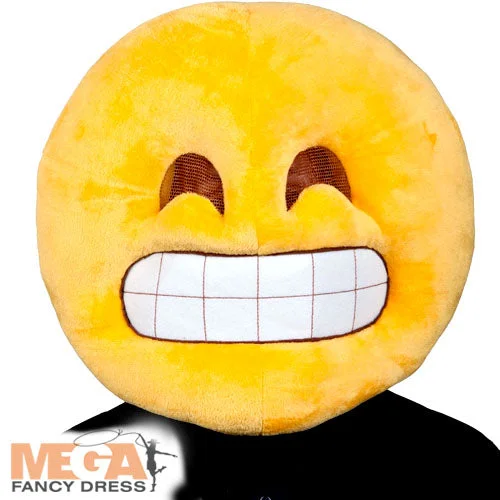 Adults Grin Mask Smiley Emoji Fancy Dress Costume Accessory Tunics Plaid country