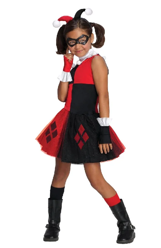 Harley Quinn Girls Fancy Dress Costume Tunics Long Elegant