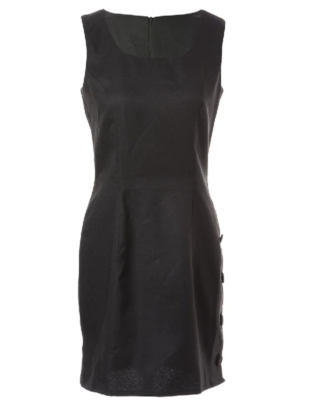 Label Black Short Dress Square Neckline Feminine