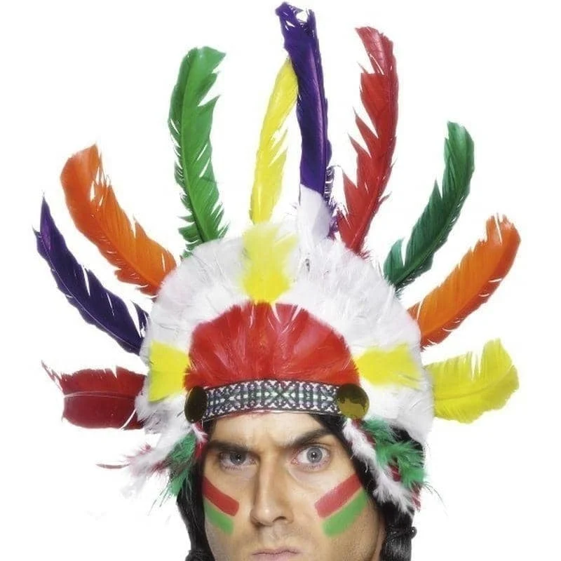 Native American Inspired Headdress Adult Multi Square Neckline Feminine