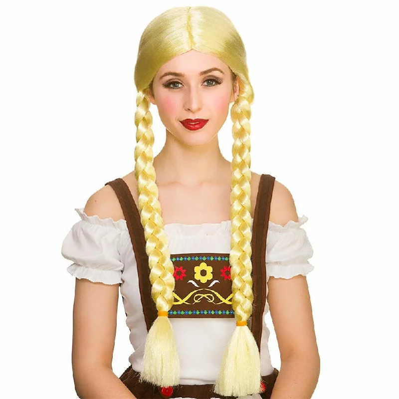 Oktoberfest Beer Girl Wig Long Blonde Braids Fancy Dress Tunics Leisure comfortable