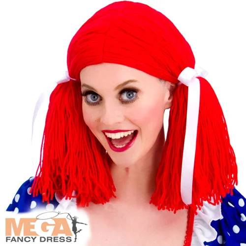 Ladies Fairy Tale Red Ragdoll Wig Fancy Dress Costume Accessory Tunics Seasonal trendy