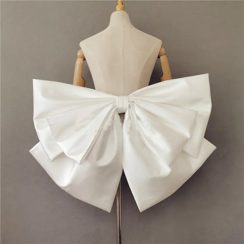 Removable Satin Big Bow Wedding Dress Accessory Boat Neckline Classic