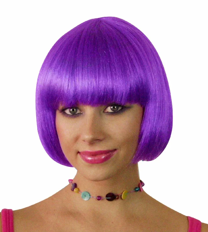 Hit-Girl Bob Short Purple Wig Costume Fancy Dress Party Cosplay Hair Tunics Sophisticated sleek