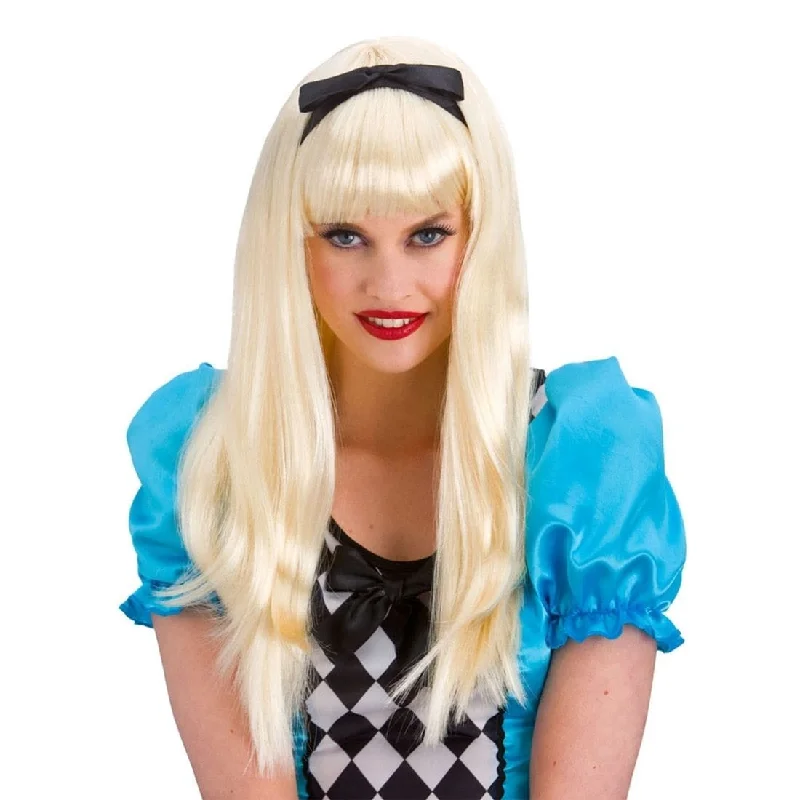 Storybook Alice Long Blonde Wig Wonderland Fancy Dress Tunics Exclusive limited