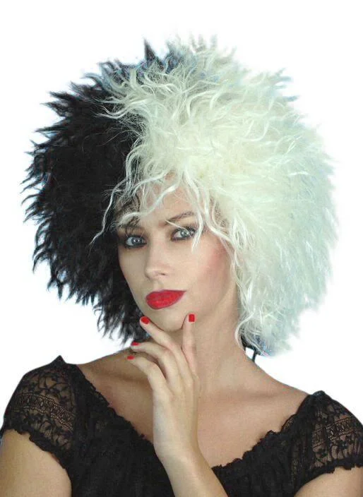 Cruella De Vil Costume Wig Halloween Fancy Dress Tunics Canvas sturdy