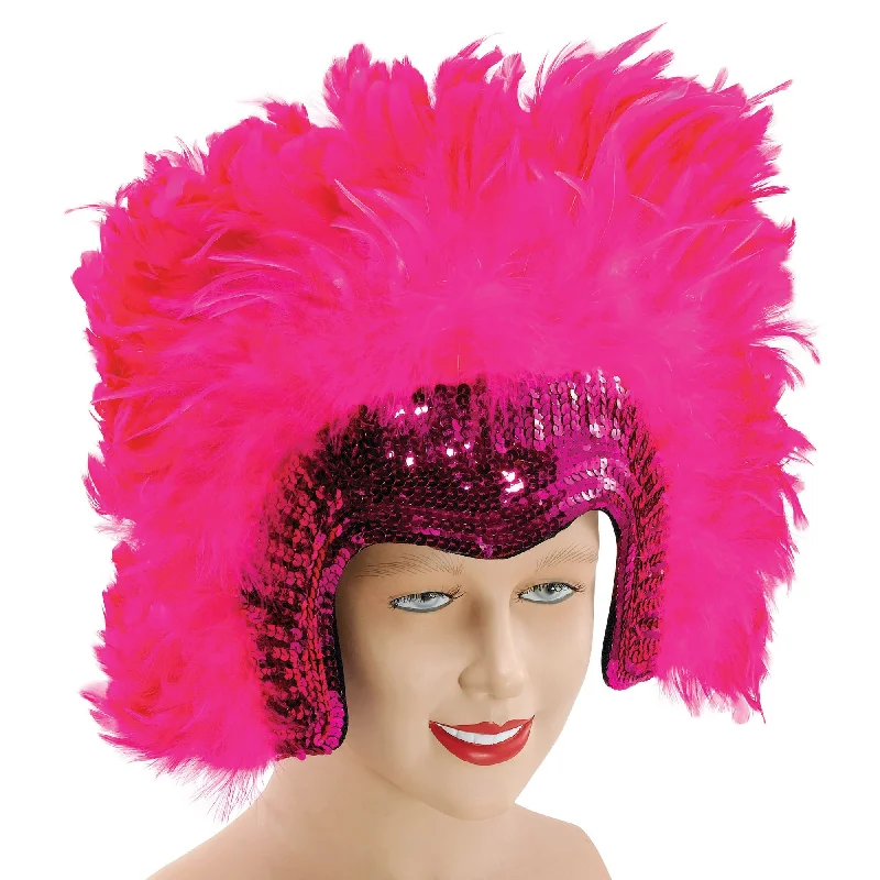 Womens Feather Headdress Pink Deluxe Costume Accessories Female Halloween Crew Neckline Casual