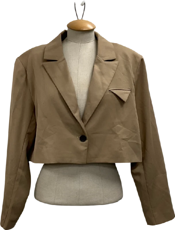 4th & Reckless Beige Cropped Blazer With Pocket Detail UK 12 Women's Unique Blazer