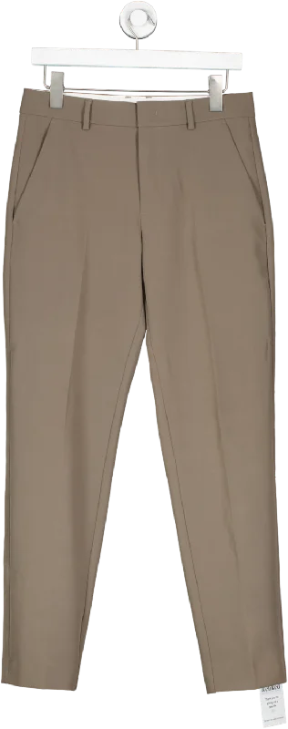 Alpha Tauri Brown Straight Trousers UK S Trousers sophisticated sleek