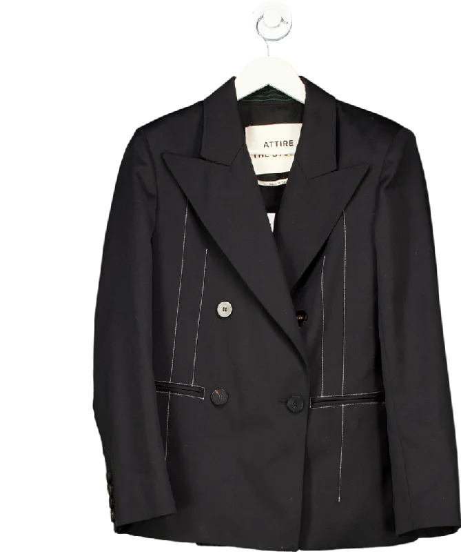 Attire The Studio Black 100% Wool Blazer UK XS Women's Warm Suit