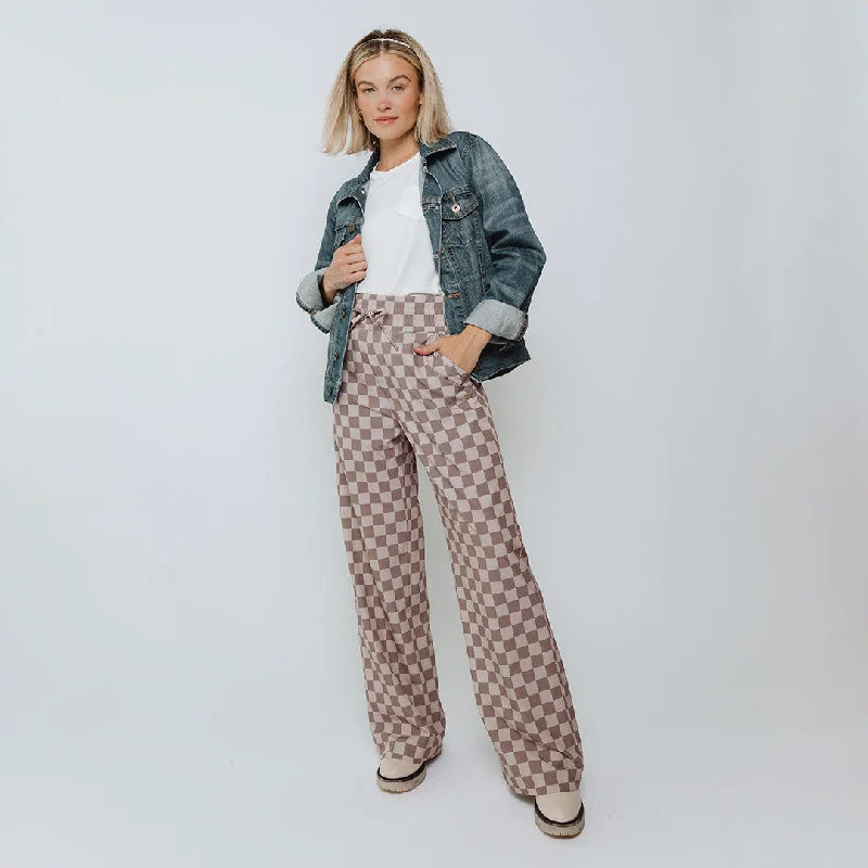 Audrey Trouser, Brown Checkers Trousers Mesh Breathable