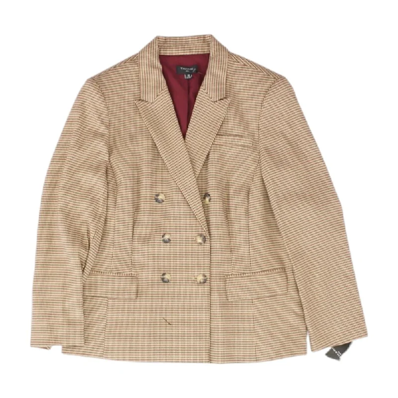 Beige Houndstooth Blazer Women's Simple Blazer