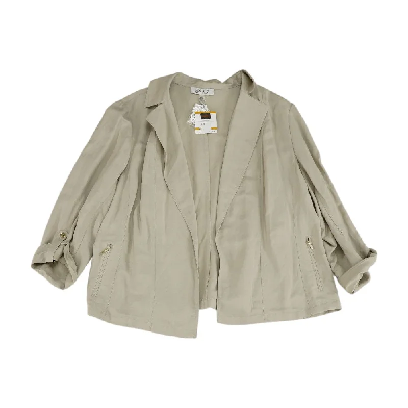 Beige Solid Blazer Women's Luxurious Jacket