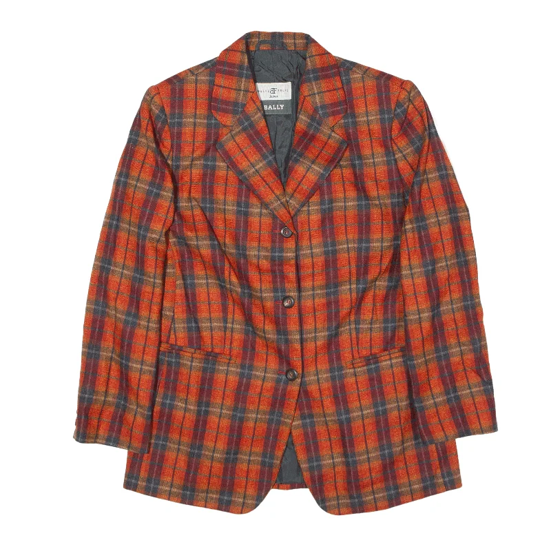 BELFE & BELFE Bally Blazer Jacket Red 90s Plaid Womens L Women's Fashion Blazer