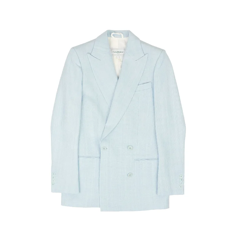 CASABLANCA Light Blue Viscose Double-Breasted Blazer Women's Premium Blazer