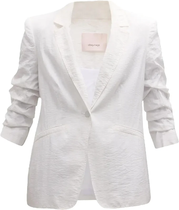 Cinq a Sept Women's Khloe Tumbled Woven Blazer, White Women's Vintage Jacket