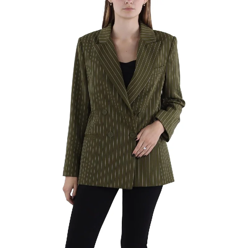 Womens Pinstripe Suit Separate Double-Breasted Blazer Women's Elegant Suit