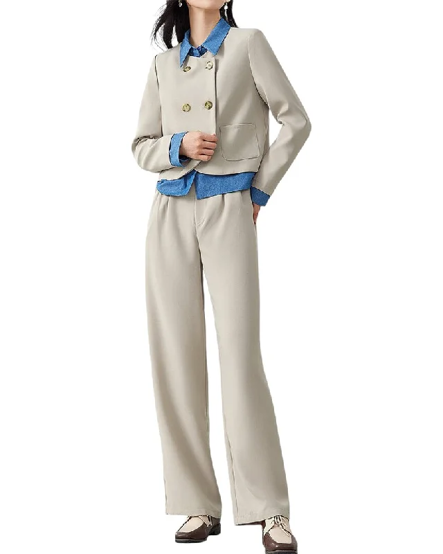 Ounixue 2Pc Blazer & Pant Set Women's Daily Blazer