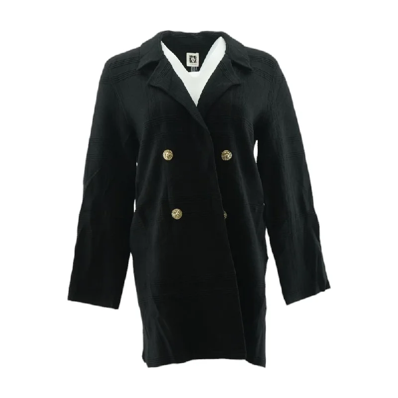 Black Solid Blazer Women's Lightweight Blazer