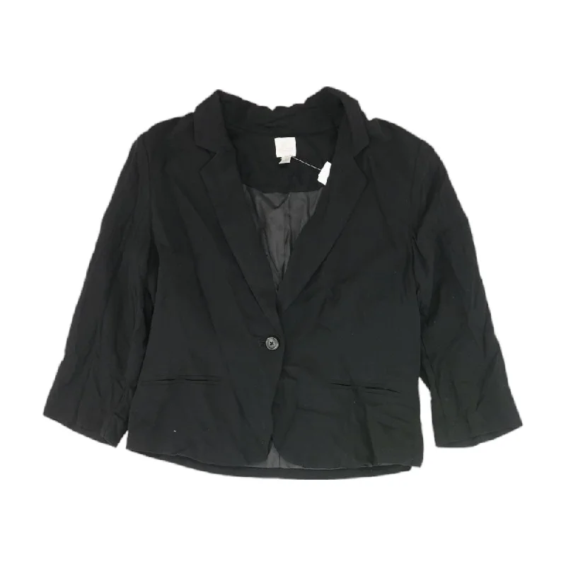 Black Solid Blazer Women's Leather Blazer