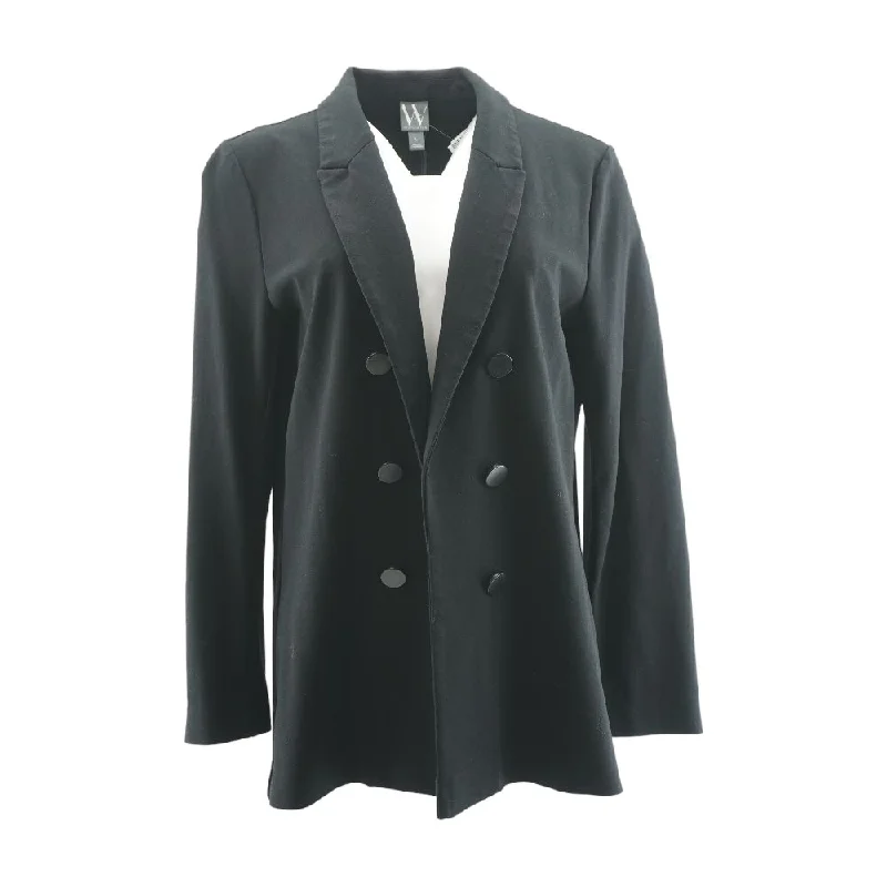 Black Solid Blazer Women's Vintage Suit