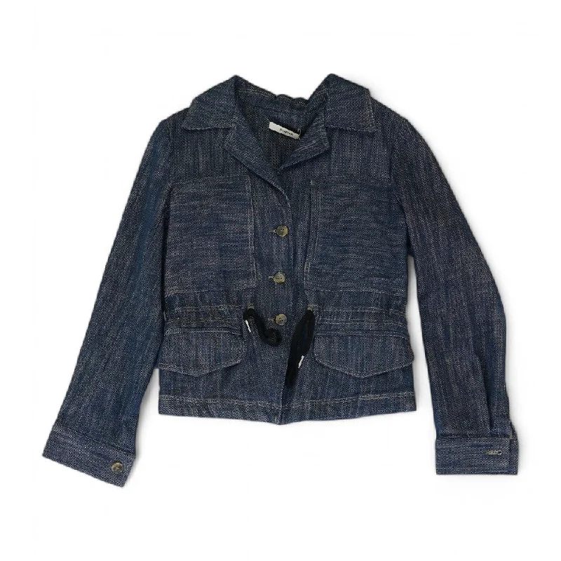 Blue Solid Blazer Women's Luxurious Jacket