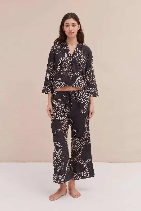 Boxy Shirt and Wide Leg Trouser Set The Jag Print Navy Trousers Tapered Slim Fit