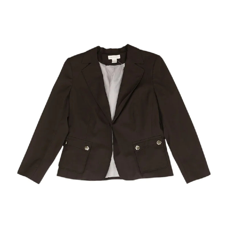 Brown Solid Blazer Women's Party Jacket