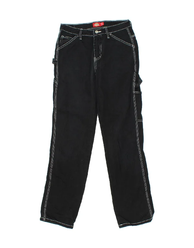 DICKIES Womens Straight Cargo Trousers W24 L30 Black Cotton Trousers Exclusive Limited