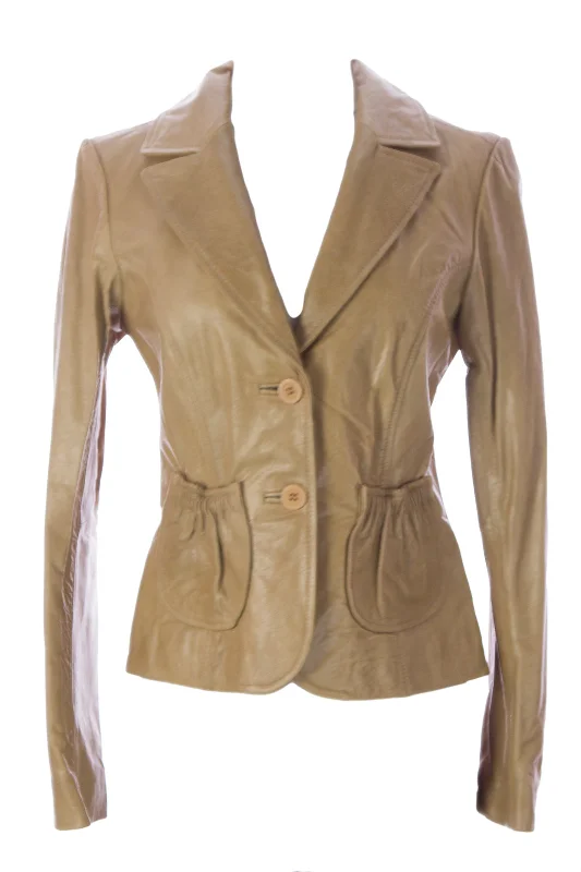 DOMA by Luciano Abitboul Ostra Leather Two-Button Blazer Jacket 1560 $530 NEW Women's High-End Blazer