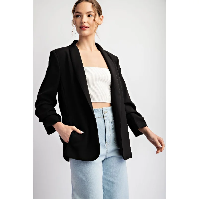 ee:some - Shawl Lapel Blazer - Black Women's Casual Suit