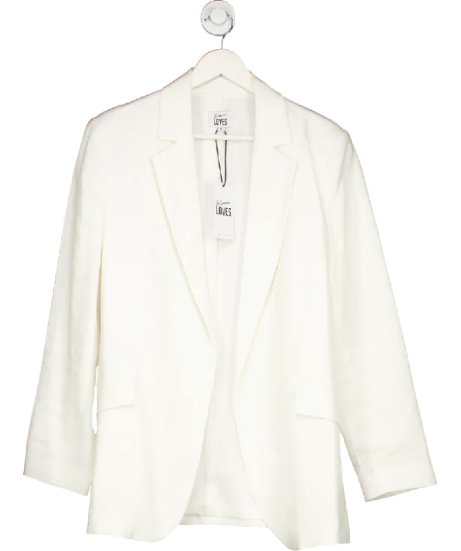 Eleven Loves White Betine 100% Linen Blazer UK 14 Women's Trendy Suit