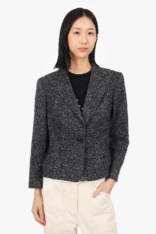 Escada Grey Alpaca Single Breasted Blazer Size 44 Women's Lightweight Blazer