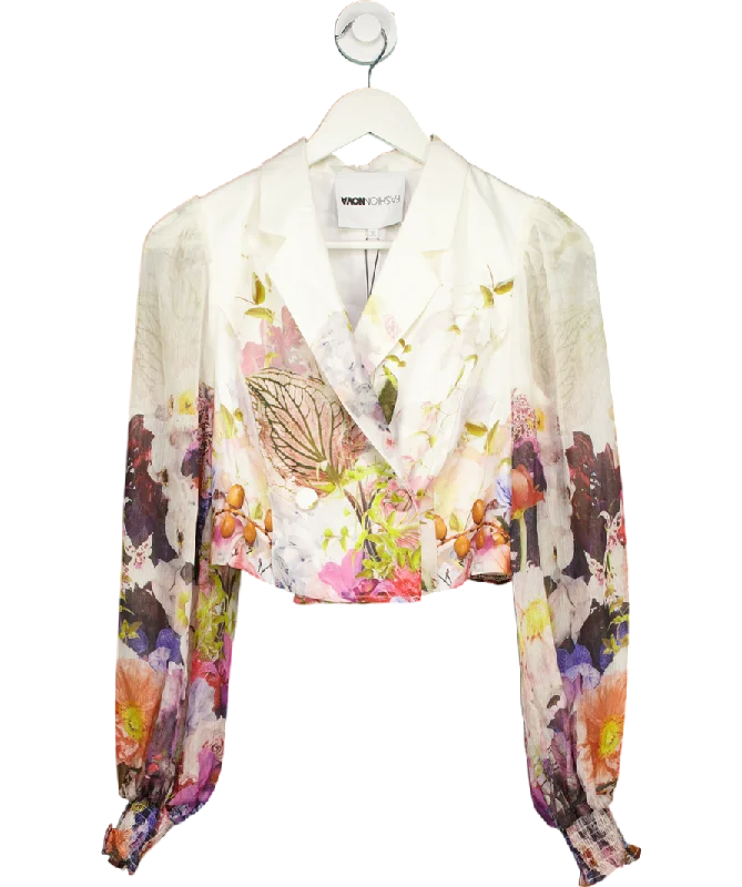 Fashion Nova White Secret Garden Blazer - White/combo UK XS Women's Classic Blazer