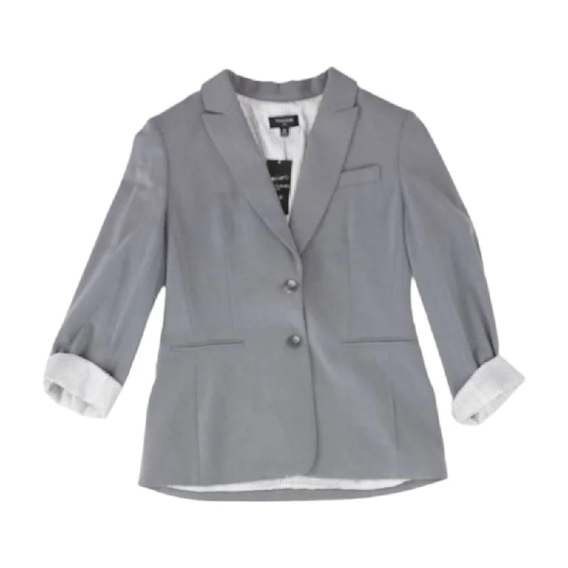 Gray Solid Blazer Fashion Women's Blazer