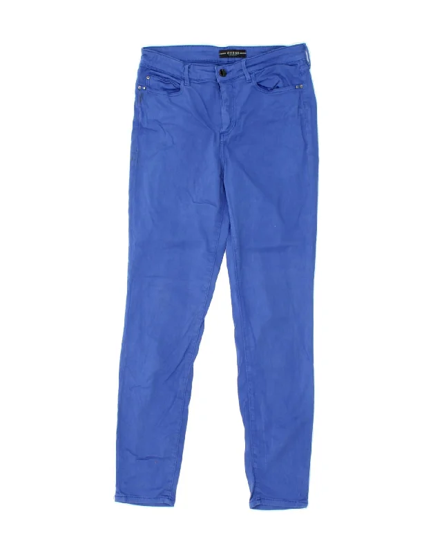 GUESS Womens Skinny Casual Trousers W30 L28 Blue Cotton Trousers Sale Discount